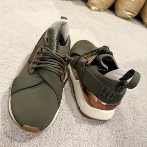 Puma Olive Green Sneakers with Copper Accents